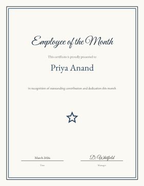 Employee of the Month certificate