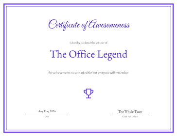 Funny Award certificate