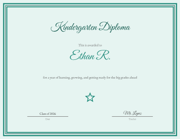 Kindergarten Diploma certificate