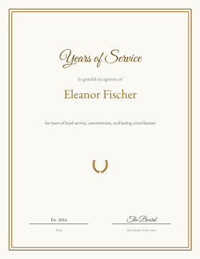 Years of Service certificate